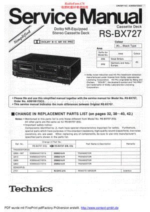 Technics-RSBX727-tape-sms 维修电路原理图.pdf
