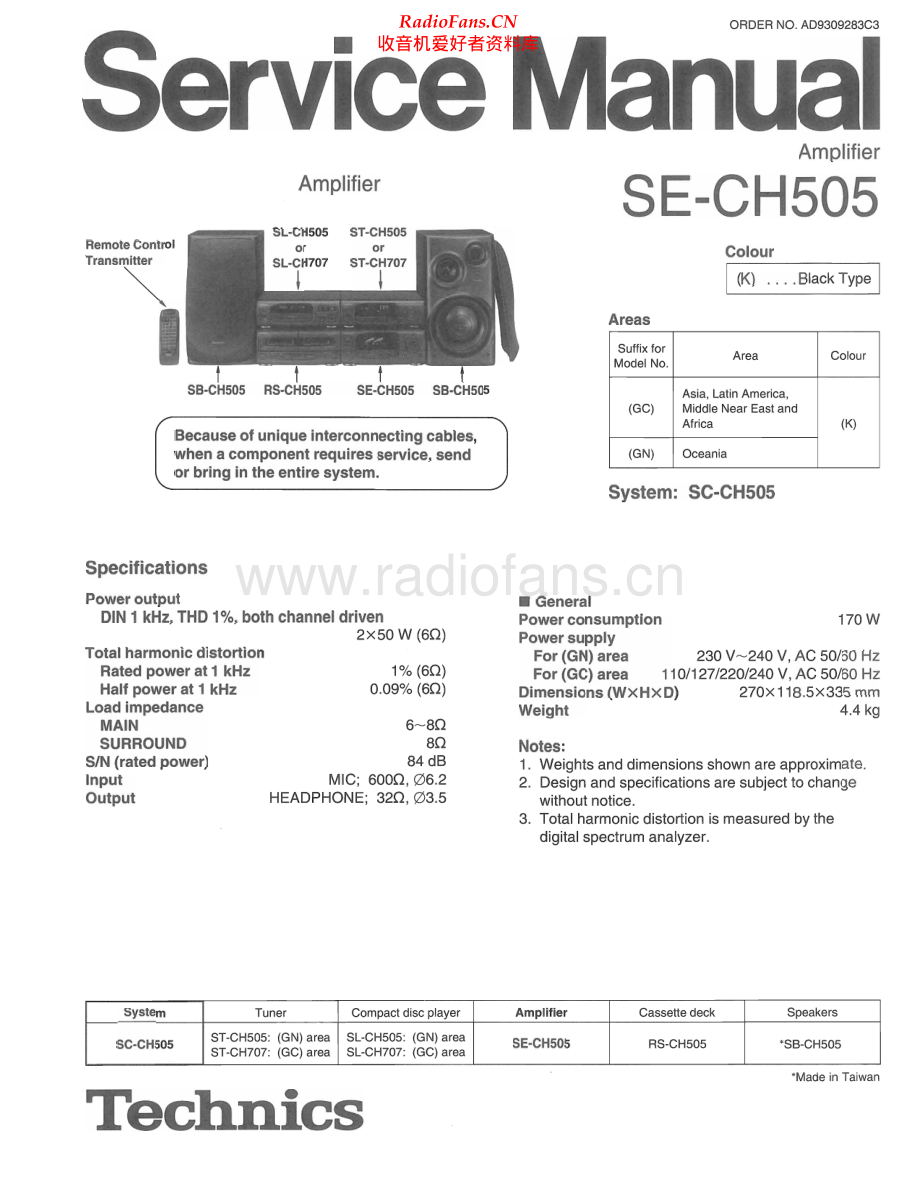 Technics-SECH505-cs-sm 维修电路原理图.pdf_第1页