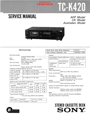 Sony-TCK420-tape-sm 维修电路原理图.pdf