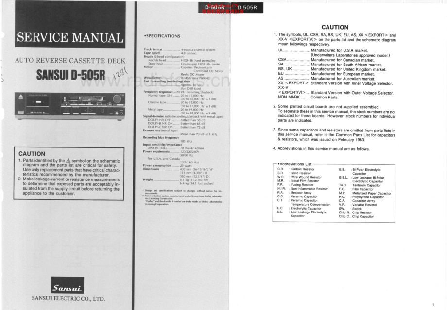 Sansui-D505R-tape-sm 维修电路原理图.pdf_第1页