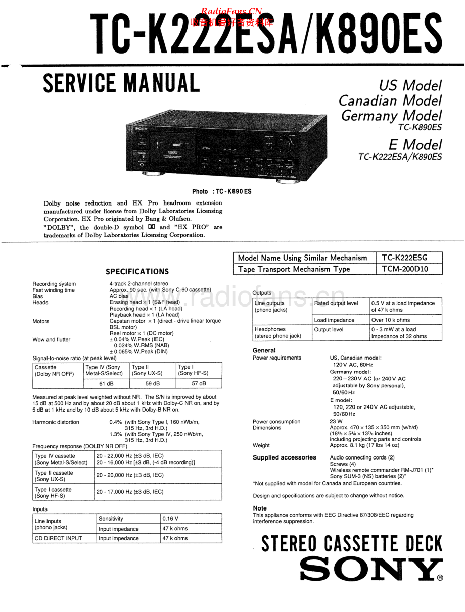Sony-TCK222ESA-tape-sm 维修电路原理图.pdf_第1页