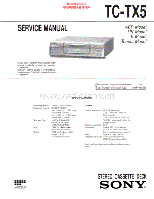 Sony-TCTX5-tape-sm 维修电路原理图.pdf
