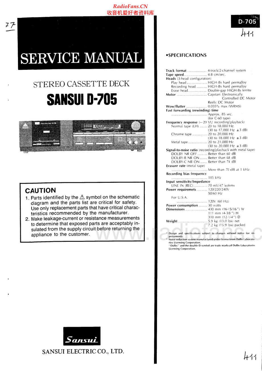 Sansui-D705-tape-sm 维修电路原理图.pdf_第1页