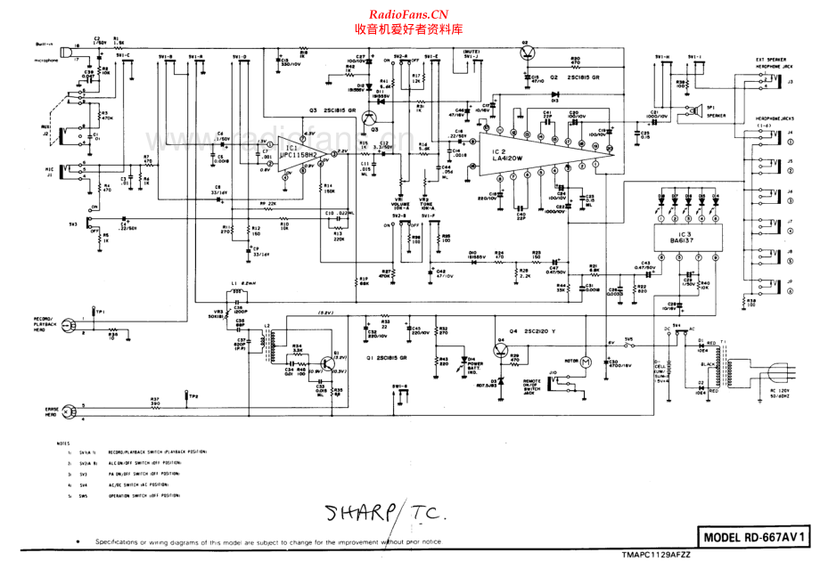 Sharp-RD667AV-tape-sch 维修电路原理图.pdf_第1页