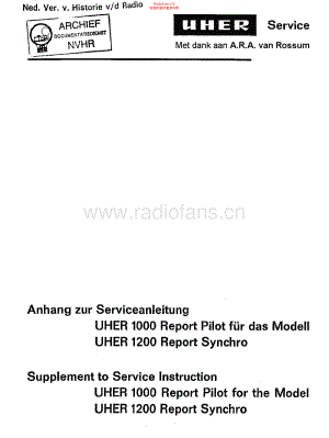 Uher-1000ReportPilot-tape-sm2 维修电路原理图.pdf