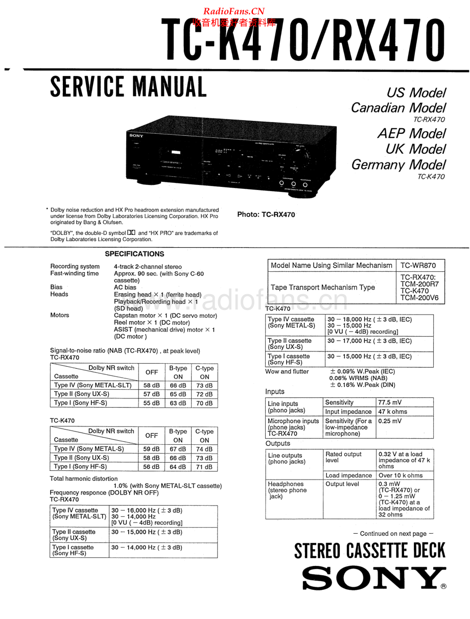 Sony-TCK470-tape-sm 维修电路原理图.pdf_第1页