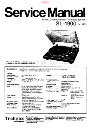 Technics-SL1900-tt-sm 维修电路原理图.pdf