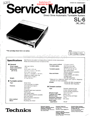 Technics-SL6-tt-sm 维修电路原理图.pdf