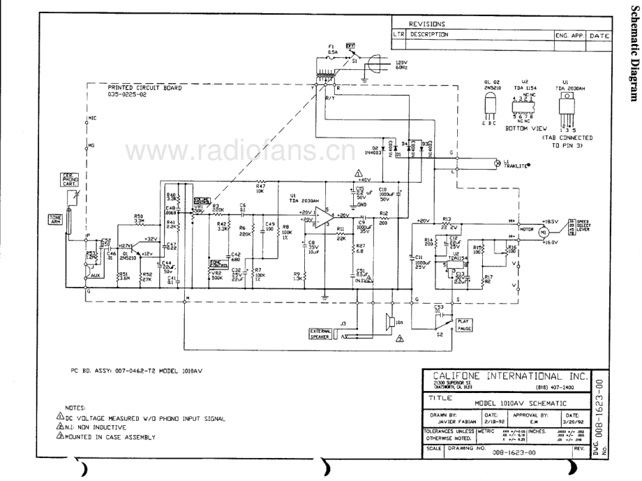 Califone-10xx-tt-sch维修电路原理图.pdf_第3页