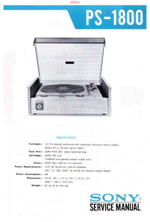 Sony-PS1800-tt-sm 维修电路原理图.pdf