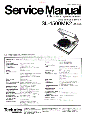 Technics-SL1500_MK2-tt-sm 维修电路原理图.pdf