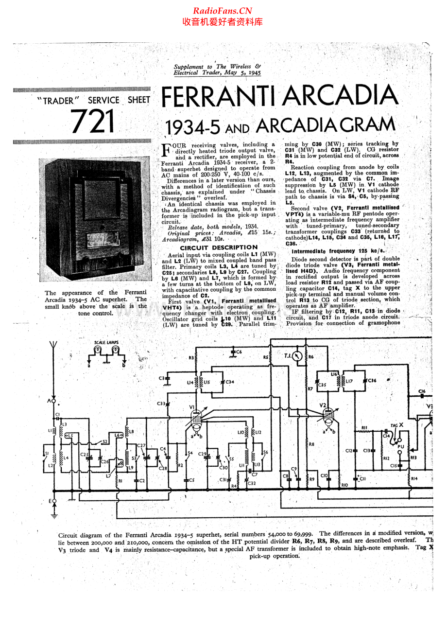 Ferranti-Arcadia34-rec-sm维修电路原理图.pdf_第1页
