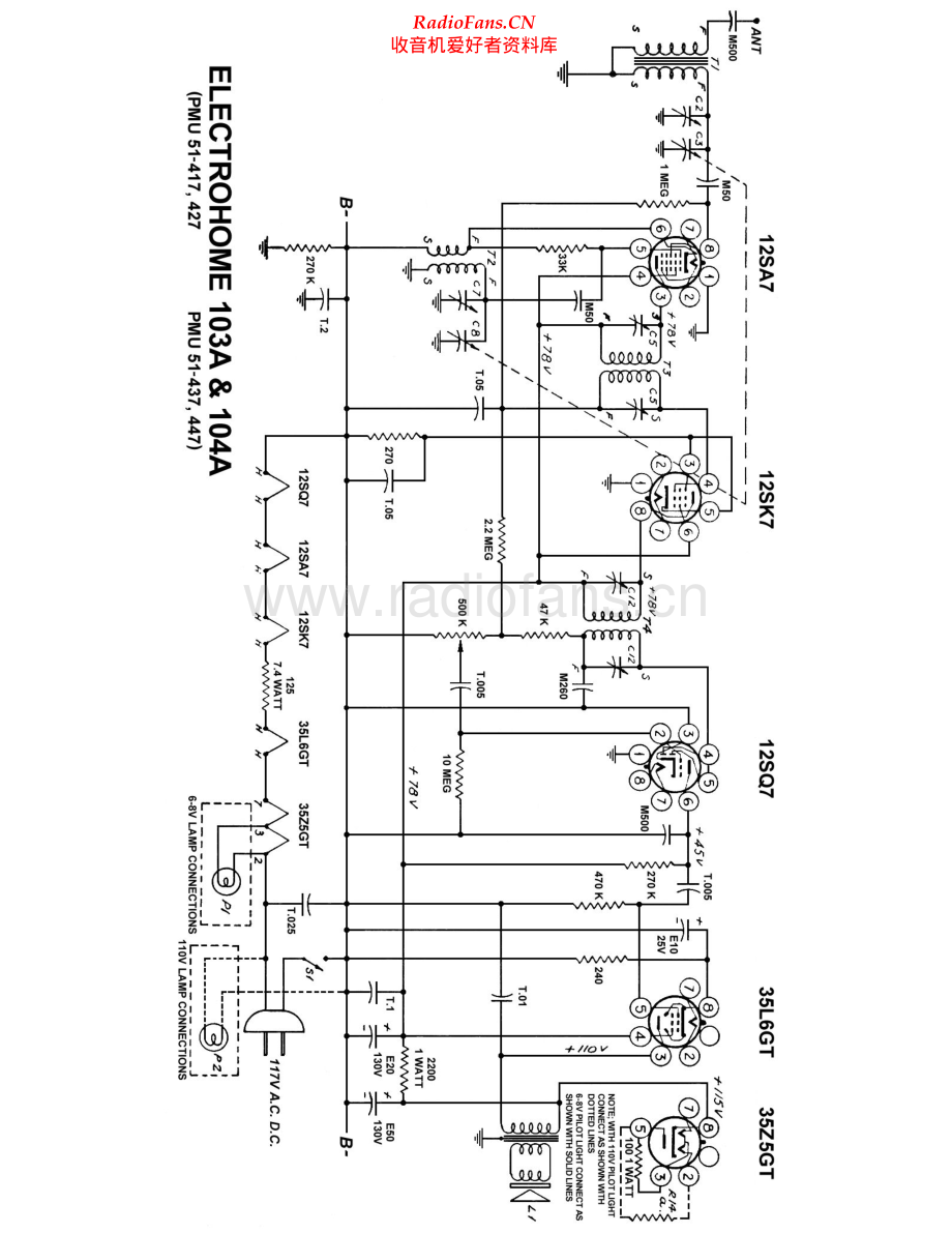 Electrohome-104A-rec-sch维修电路原理图.pdf_第1页