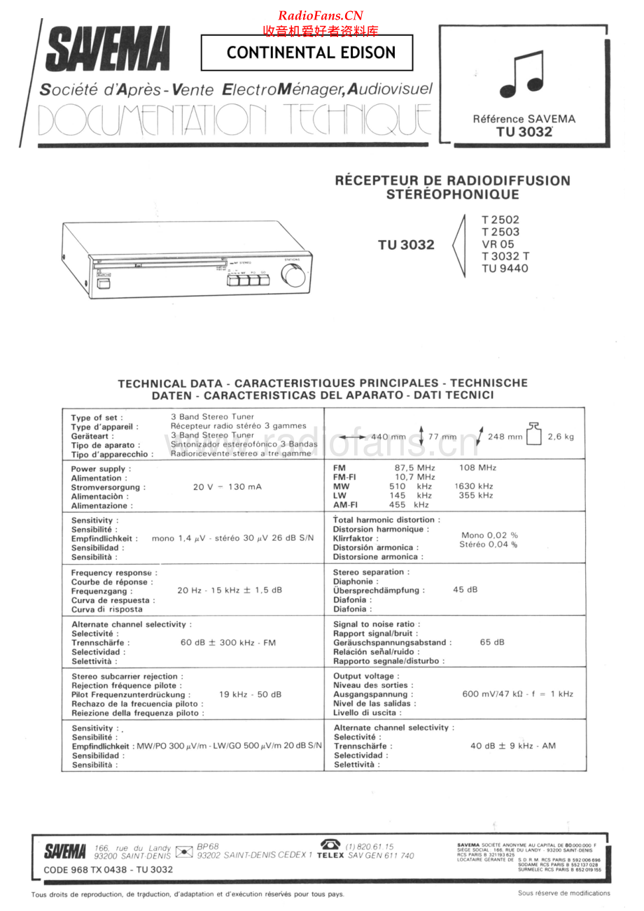 Continental-TU3032-tun-sm维修电路原理图.pdf_第1页