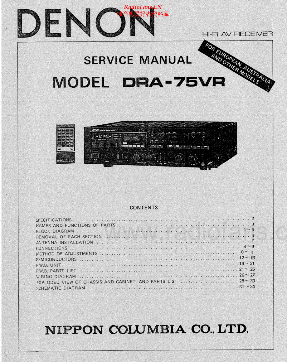 Denon-DRA75VR-rec-sm维修电路原理图.pdf_第1页