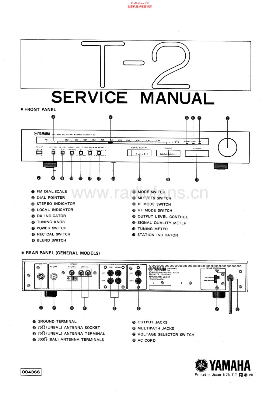 Yamaha-T2-tun-sm(1) 维修电路原理图.pdf_第1页