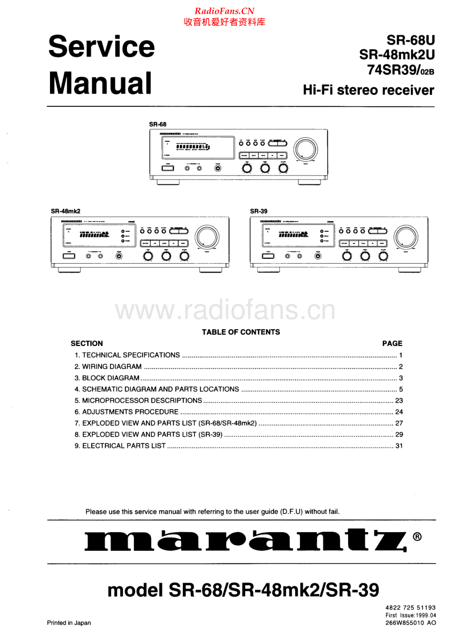 Marantz-SR48_MK2U-rec-sm 维修电路原理图.pdf_第1页