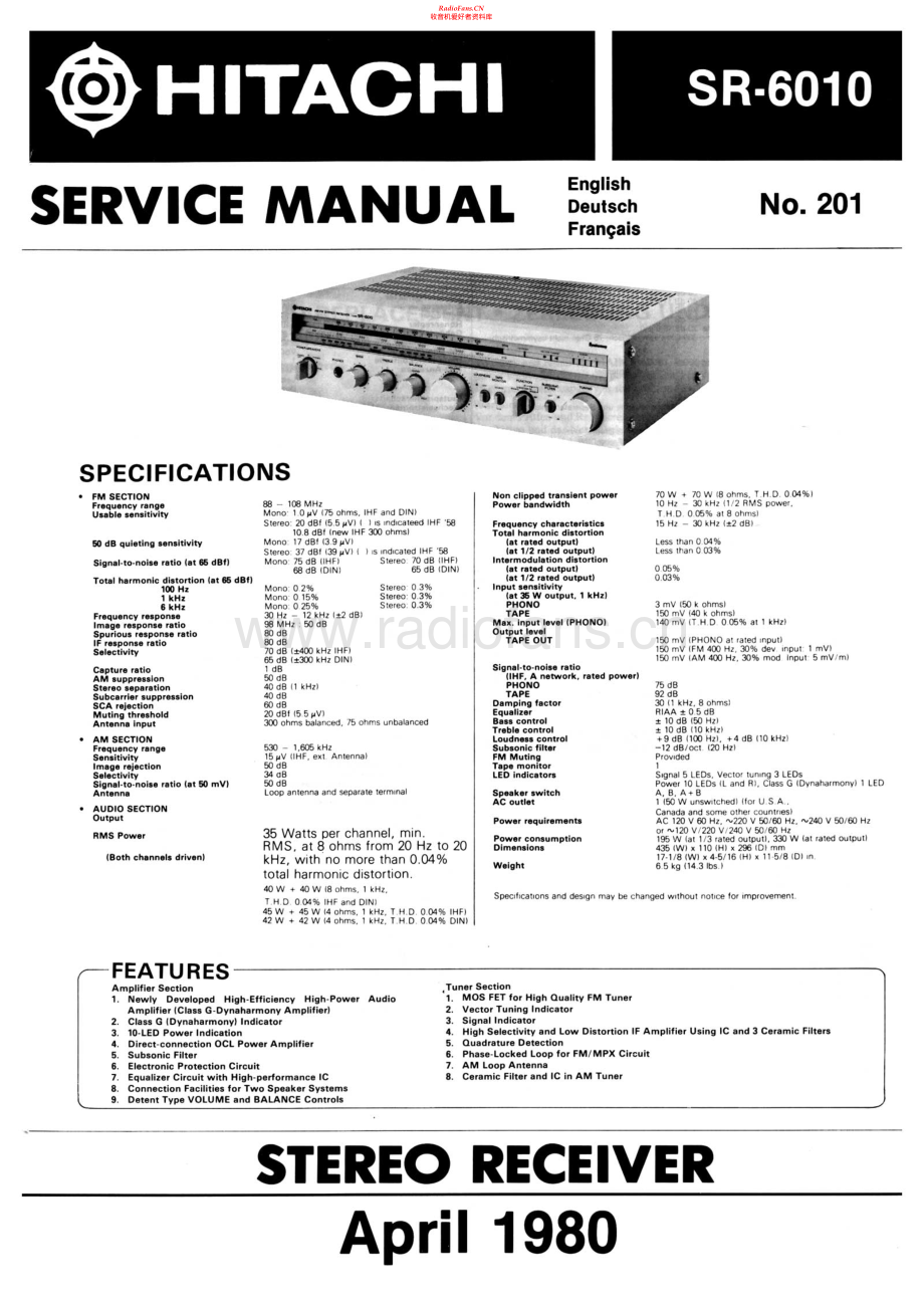 Hitachi-SR6010-rec-sm 维修电路原理图.pdf_第1页