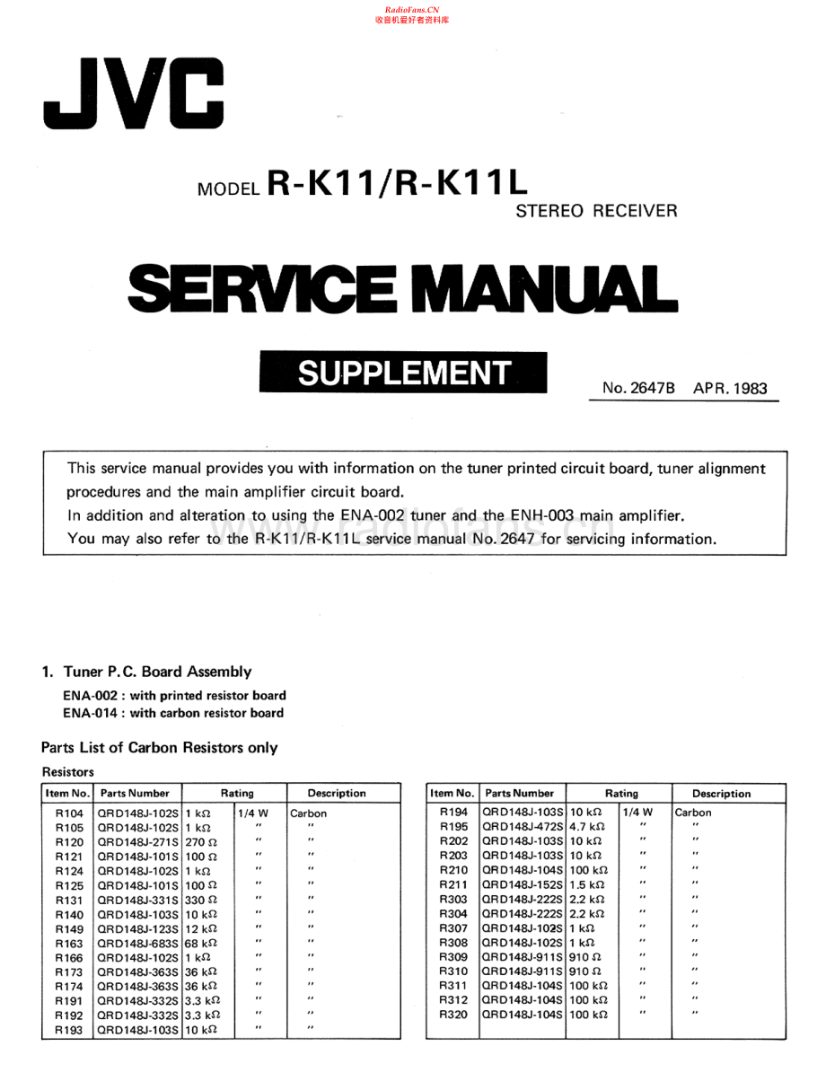 JVC-RK11L-rec-sup 维修电路原理图.pdf_第1页