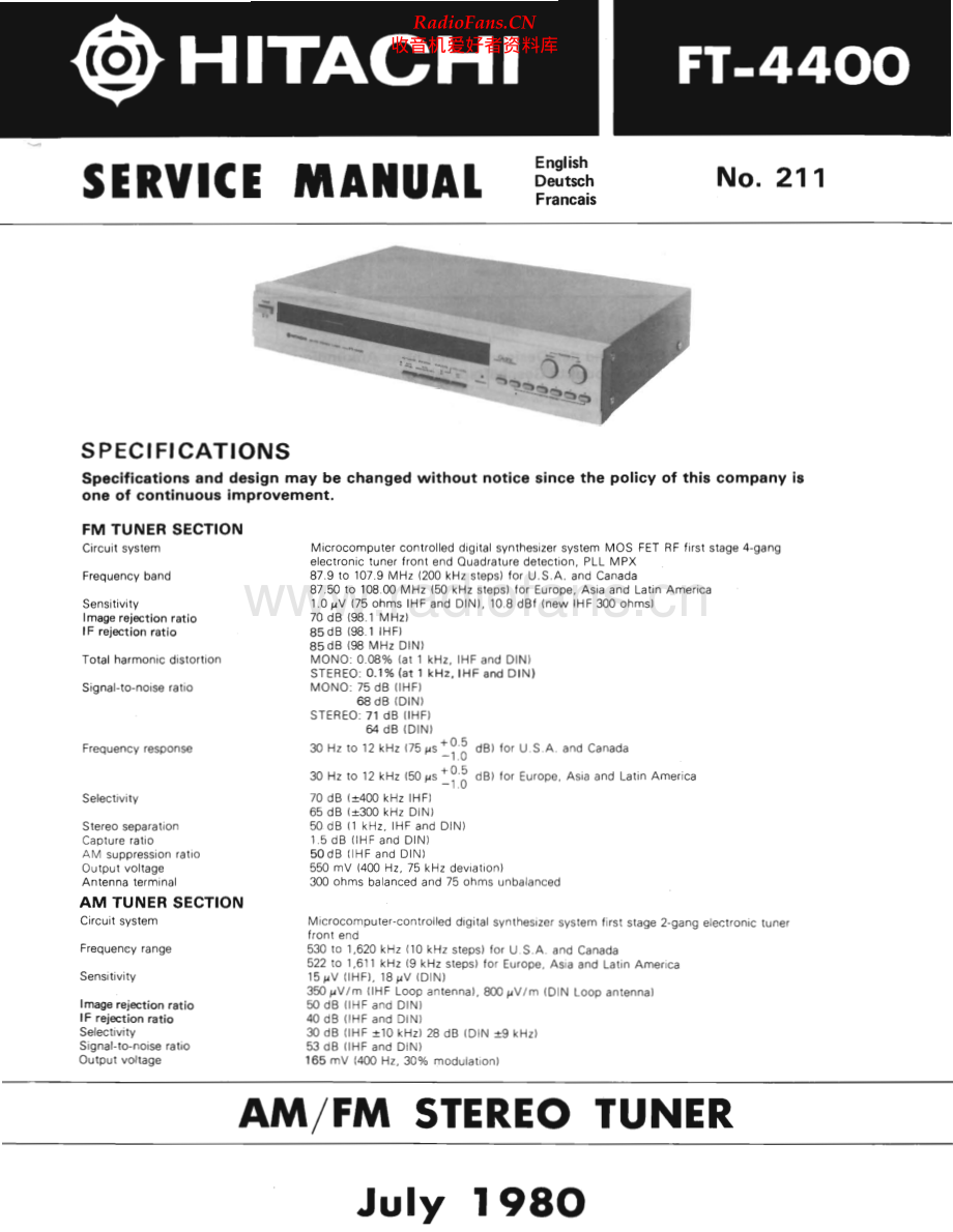 Hitachi-FT4400-tun-sm 维修电路原理图.pdf_第1页