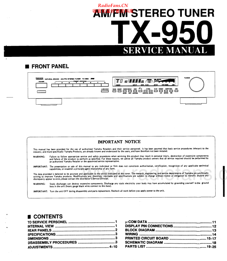 Yamaha-TX950-tun-sm(1) 维修电路原理图.pdf_第1页