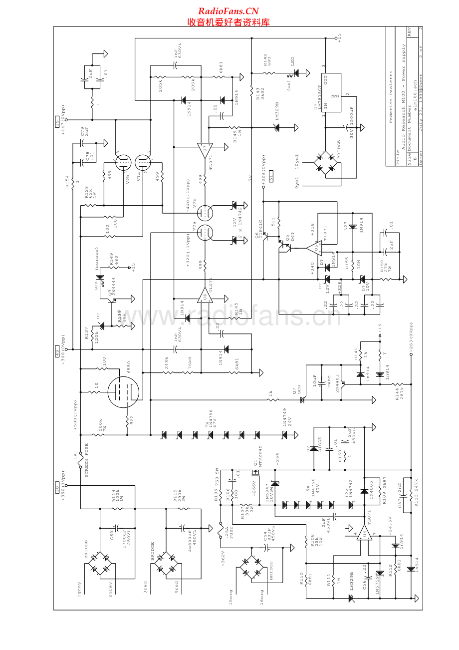 AudioResearch-M100-pwr-sch维修电路原理图.pdf_第2页
