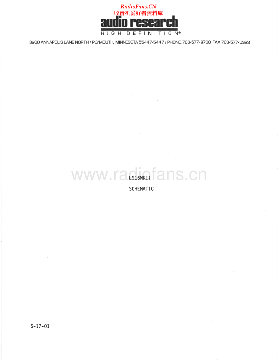 AudioResearch-LS16II-pre-sch维修电路原理图.pdf_第1页