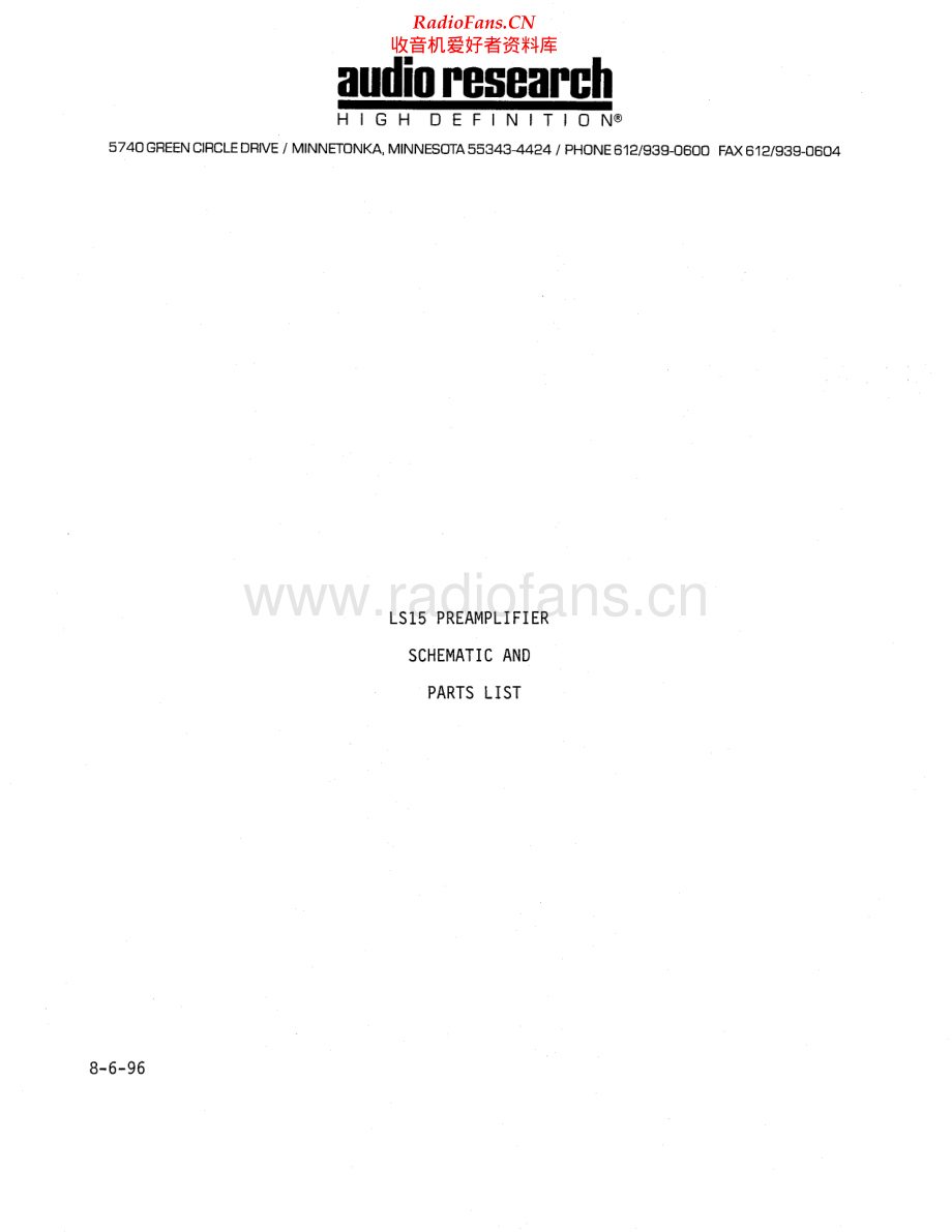 AudioResearch-LS15-pre-sch维修电路原理图.pdf_第1页