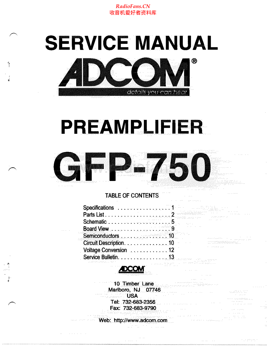 Adcom-GFP750-pre-sm维修电路原理图.pdf_第1页