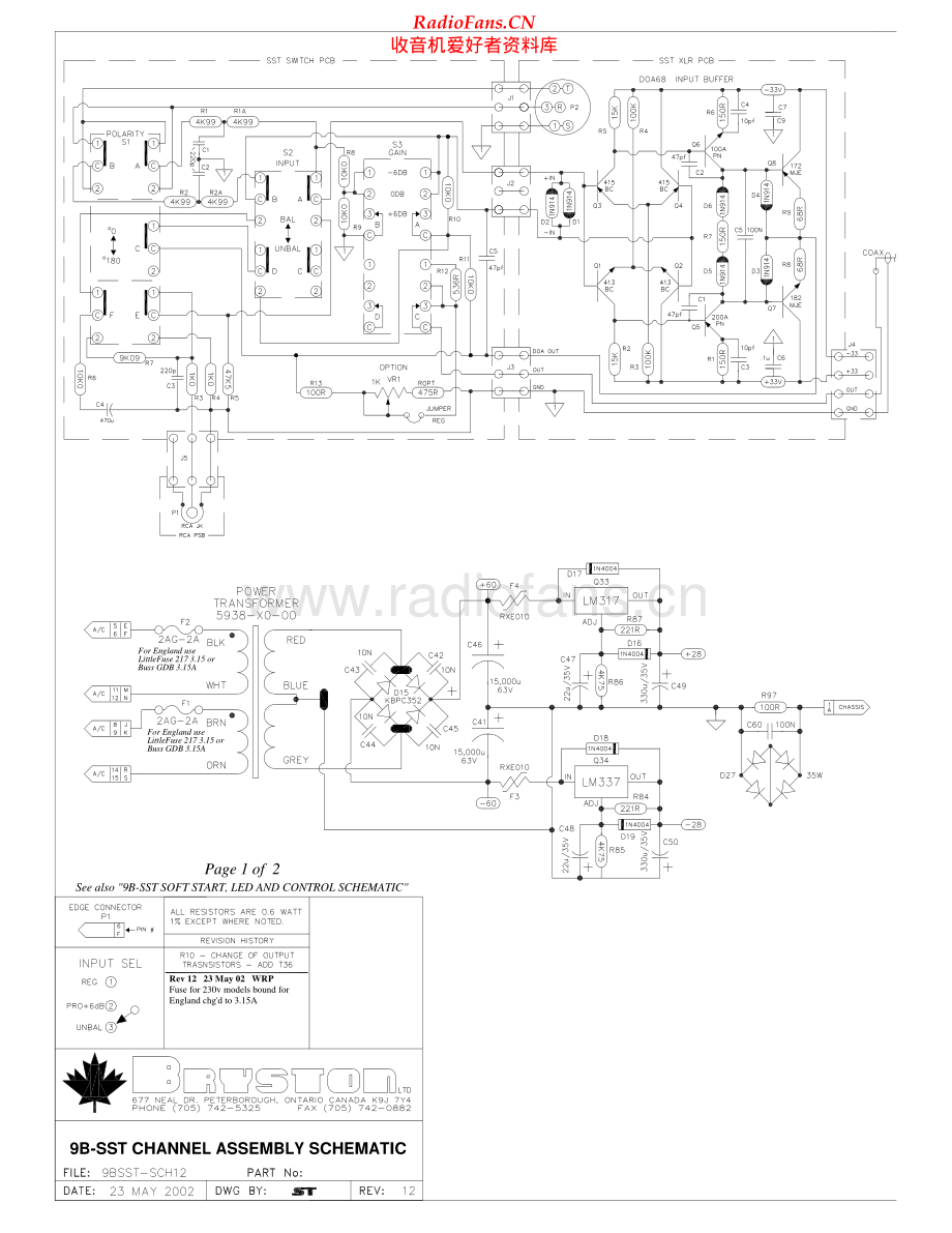 Bryston-9B-SST-pwr-sch维修电路原理图.pdf_第1页