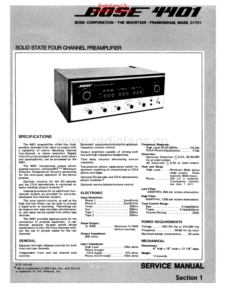 Bose-4401-pre-sm维修电路原理图.pdf_第1页