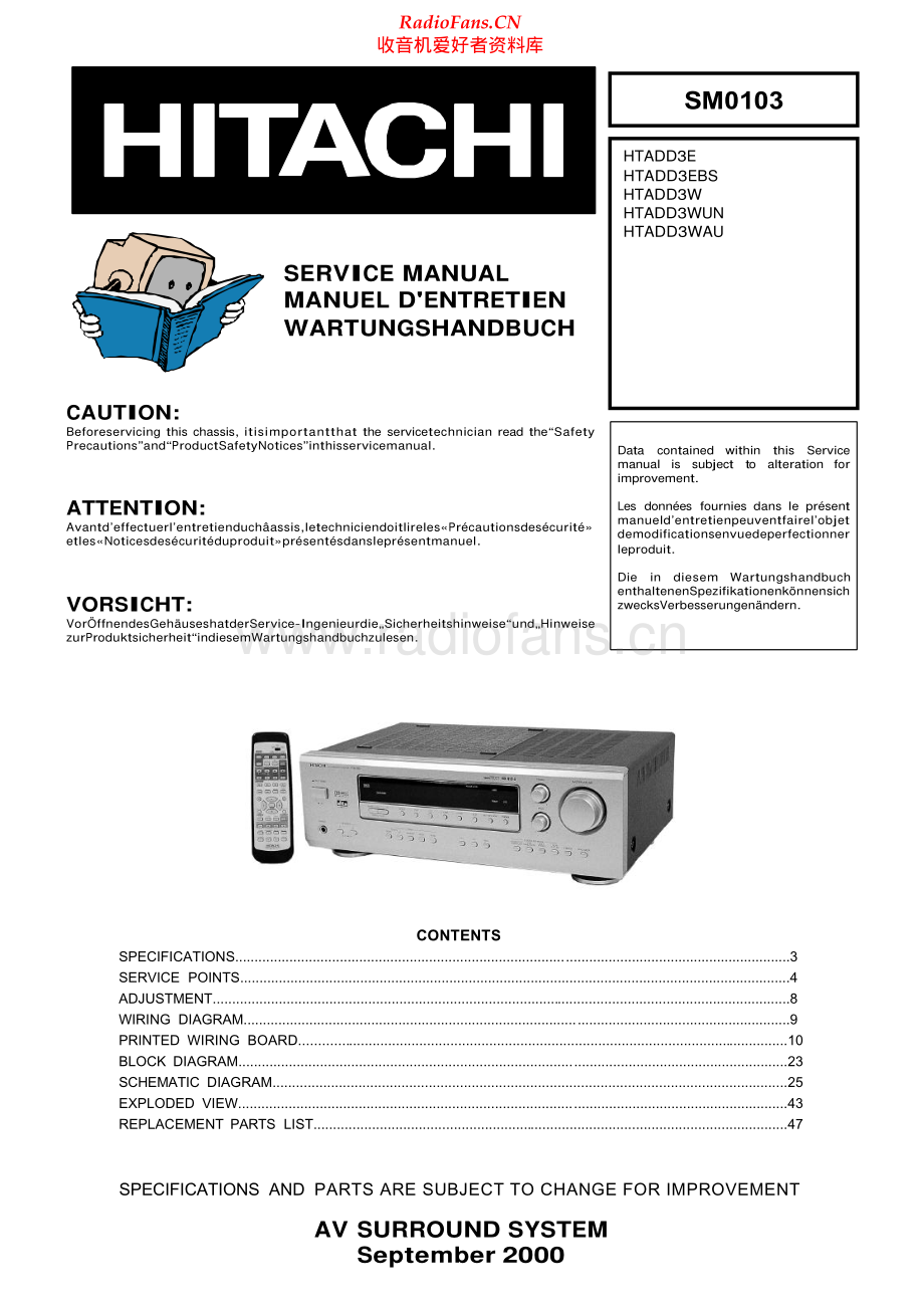 Hitachi-HTADD3E-avr-sm 维修电路原理图.pdf_第1页