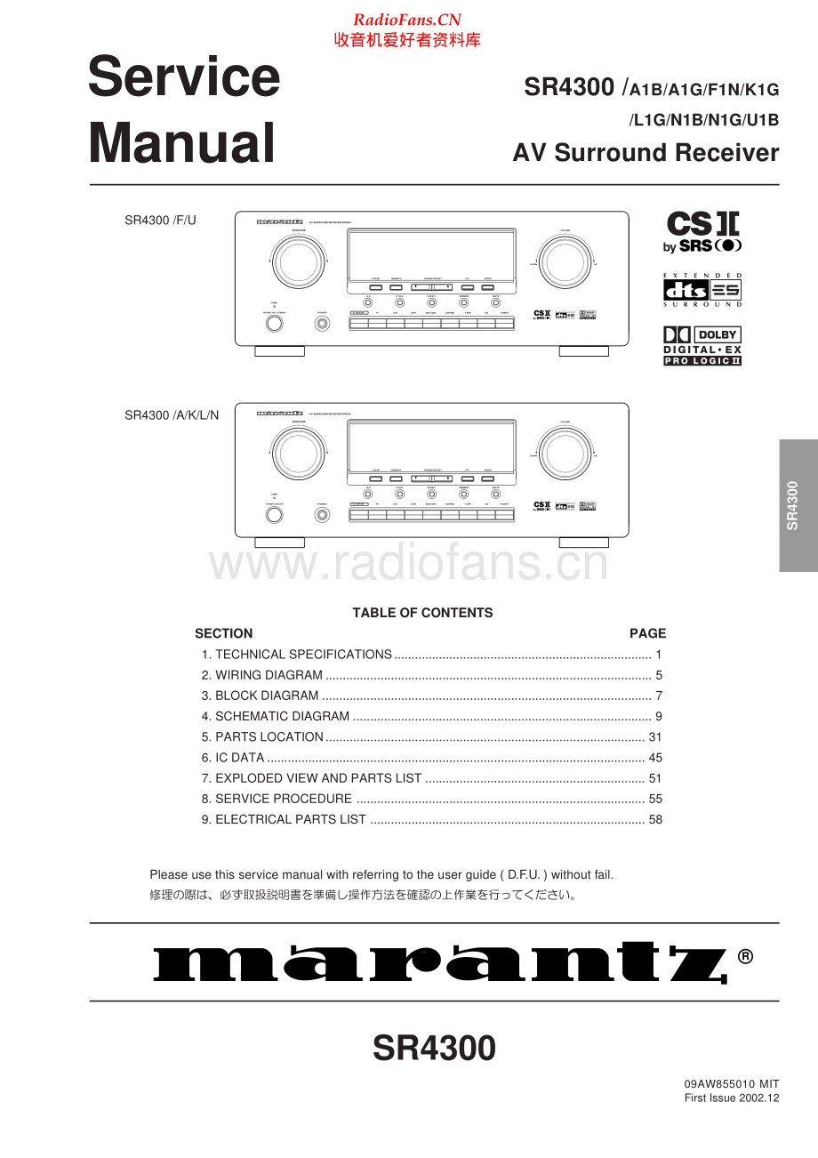 Marantz-SR4300-avr-sm 维修电路原理图.pdf_第1页