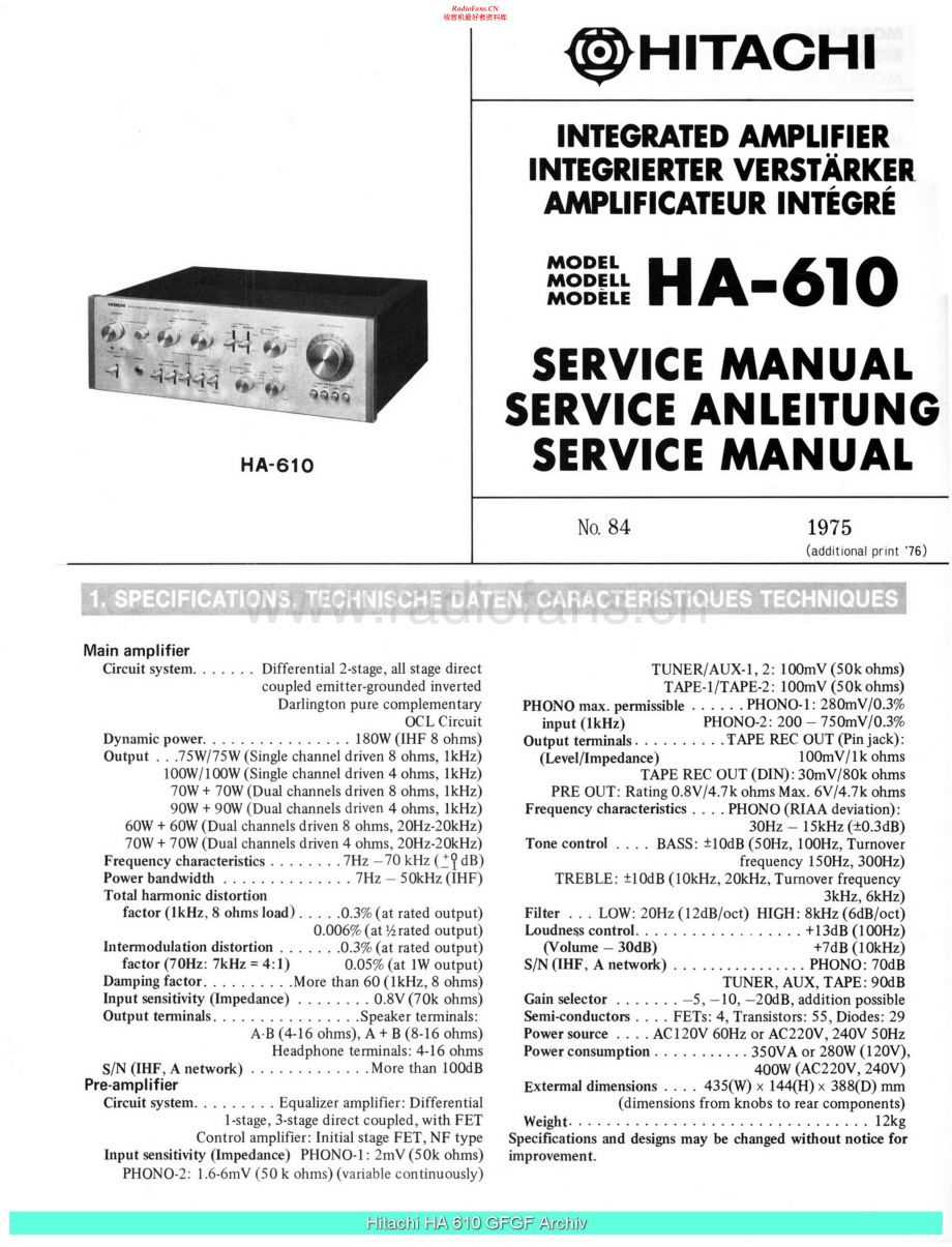 Hitachi-HA610-int-sch 维修电路原理图.pdf_第1页