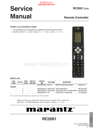 Marantz-RC2001-rem-sm 维修电路原理图.pdf