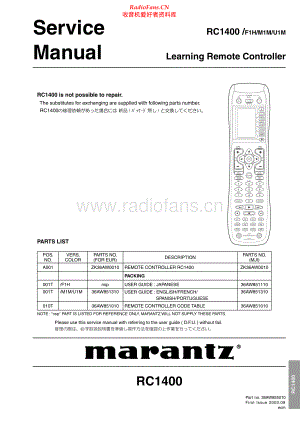 Marantz-RC1400-rem-sm 维修电路原理图.pdf
