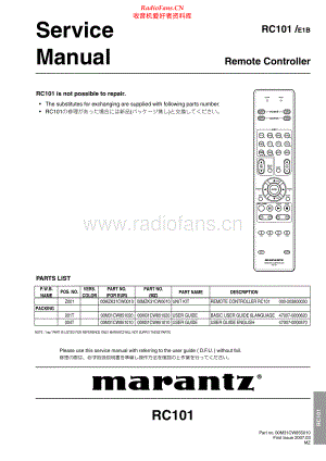 Marantz-RC101-rem-sm 维修电路原理图.pdf