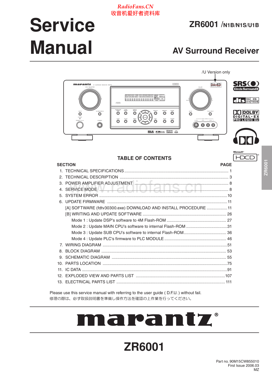 Marantz-ZR6001-avr-sm 维修电路原理图.pdf_第1页