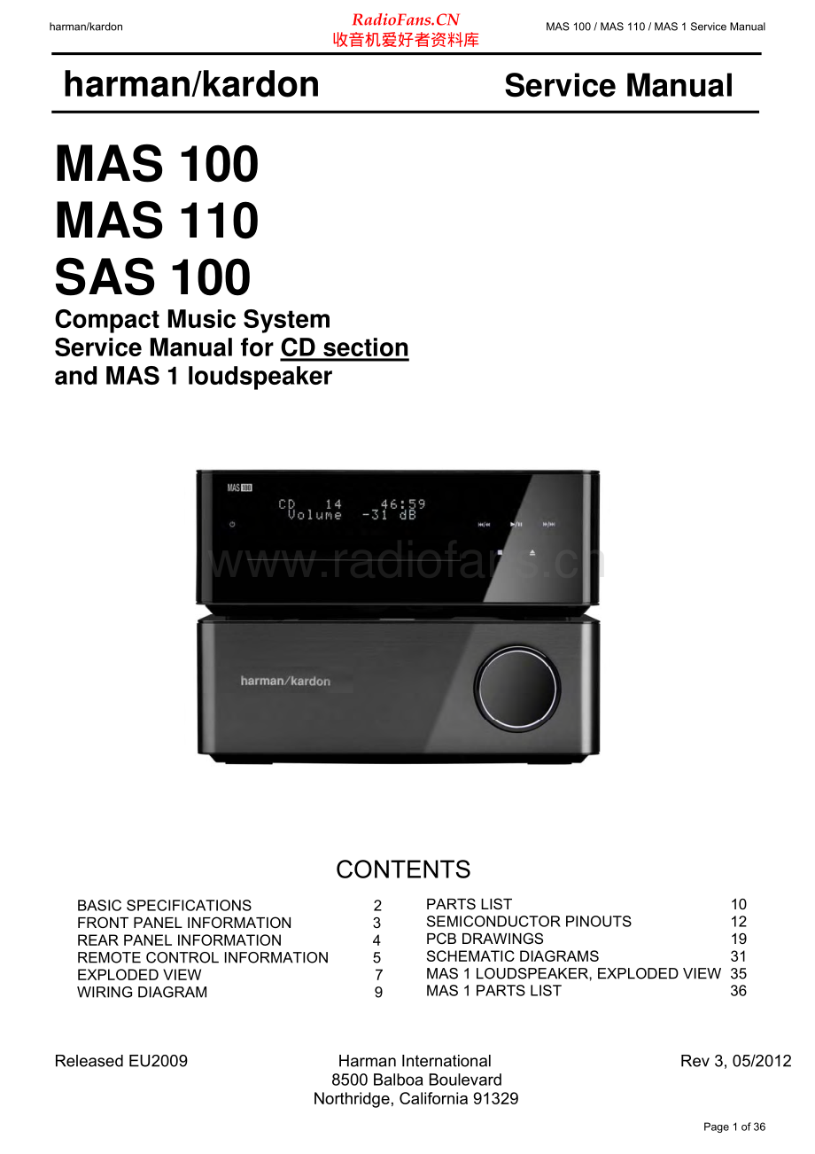 HarmanKardon-MAS100-cms-sm2维修电路原理图.pdf_第1页