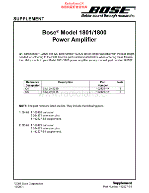 Bose-1801-pwr-sm维修电路原理图.pdf