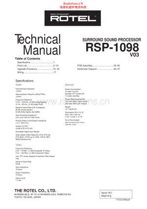 Rotel-RSP1098_v03-ssp-sm 维修电路原理图.pdf
