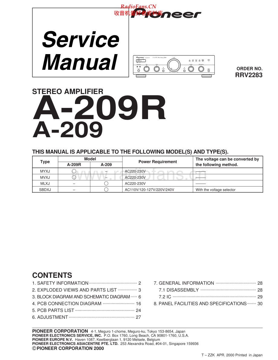 Pioneer-A209R-int-sm 维修电路原理图.pdf_第1页