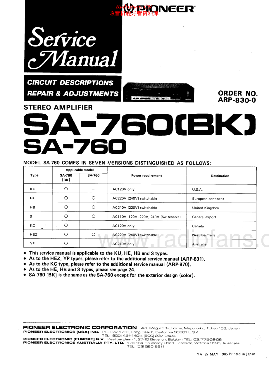 Pioneer-SA760-int-sm 维修电路原理图.pdf_第1页