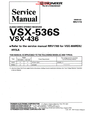 Pioneer-VSX436-avr-sm 维修电路原理图.pdf