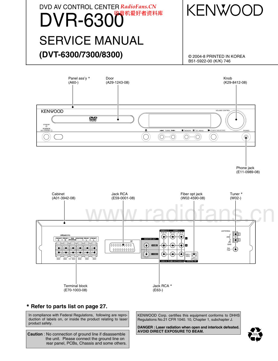 Kenwood-DVT6300-avr-sm 维修电路原理图.pdf_第1页