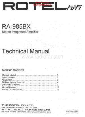 Rotel-RA985BX-int-sm 维修电路原理图.pdf