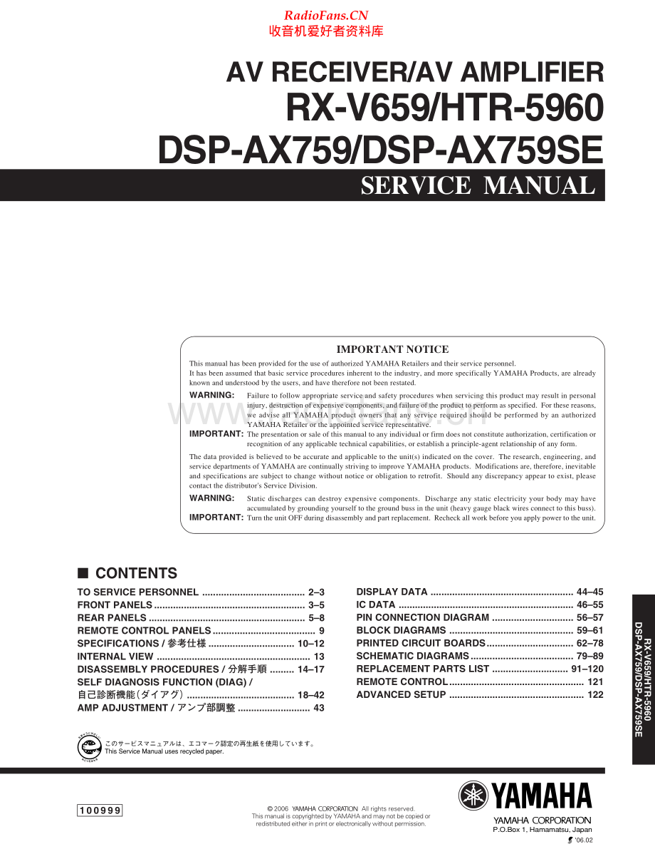Yamaha-DSPAX759-avr-sm 维修电路原理图.pdf_第1页