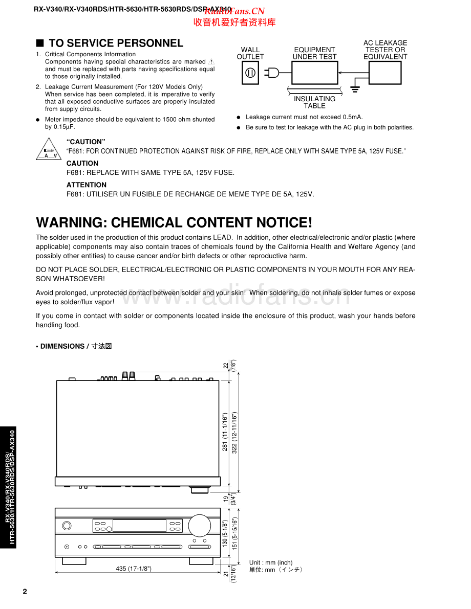 Yamaha-RDSPAX340-avr-sm 维修电路原理图.pdf_第2页