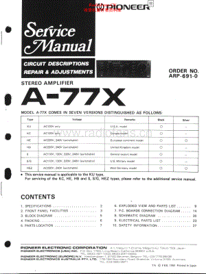 Pioneer-A77X-int-sm 维修电路原理图.pdf