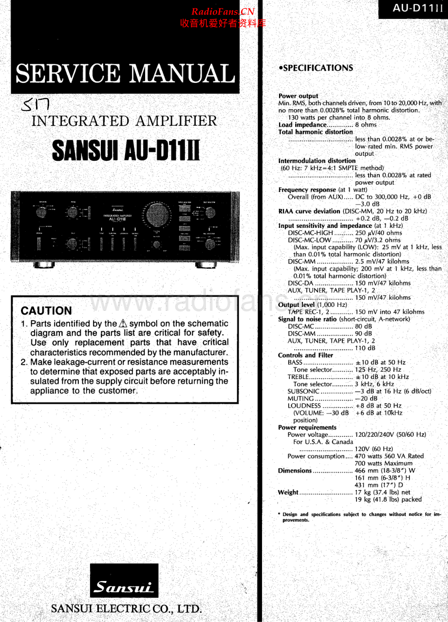 Sansui-AUD11_MK2-int-sm 维修电路原理图.pdf_第1页